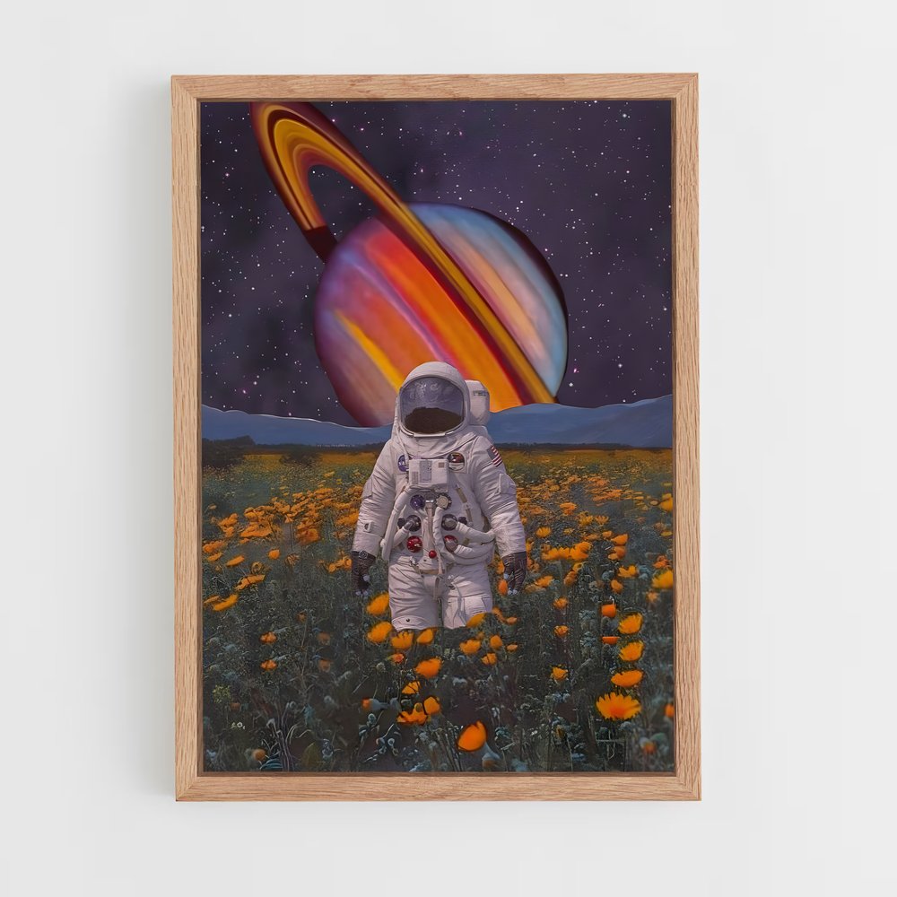 Poster Astronaute en Fleurs – affiche Espace rétro (vue 4)